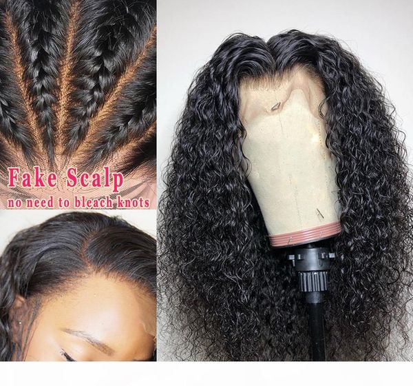 

hd transparent lace wigs pre plucked 360 lace frontal wig curly invisible fake scalp natural lace front wigs, Black;brown