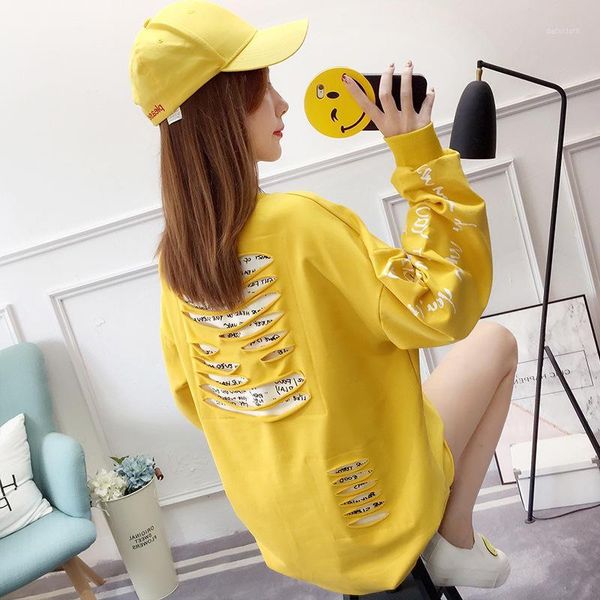 

#4817 korean fashion student loose large size hip hop sweatshirt harajuku streetwear tracksuit women white/black/yellow/pink1