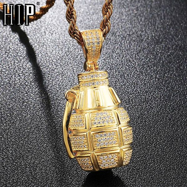 

hip hop iced out bling cubic zircon cz grenades bombs necklace & pendant for women men jewelry wholesale, Silver