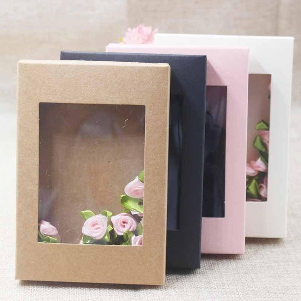 

deluxe multi color paper gift package display box with clear pvc window candy favors arts krafts display package box 10pcs wmtmaz