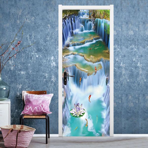 

chine landscape painting carp leaping dragon's gate and flowing water making money door sticker living room bedroom home decoration