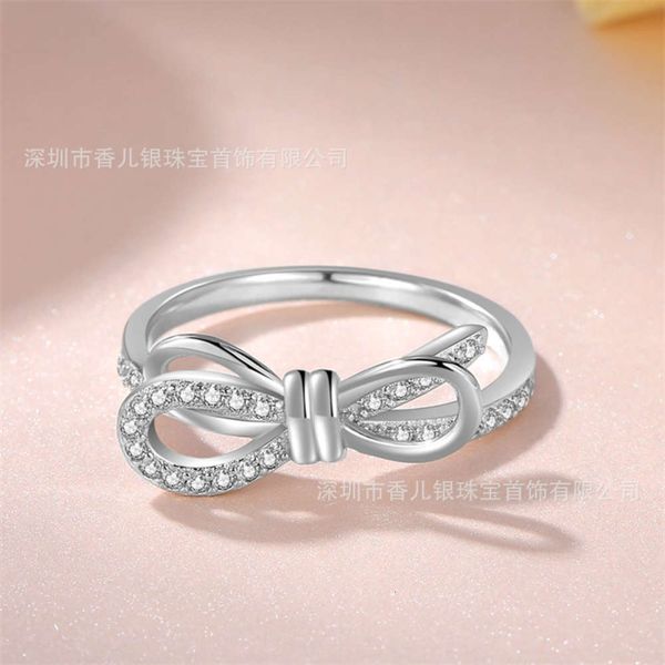 

luxurys designers fashion jz396 spring new product with dense set zircon bow girl's ring playful girl's slender finger jewelry, Silver