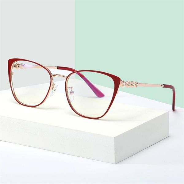 

craft rhinestones red cat eye glasses women 2021 clear lens blue rays zero fashion glasses frame myopia nerd spectacles female, White;black