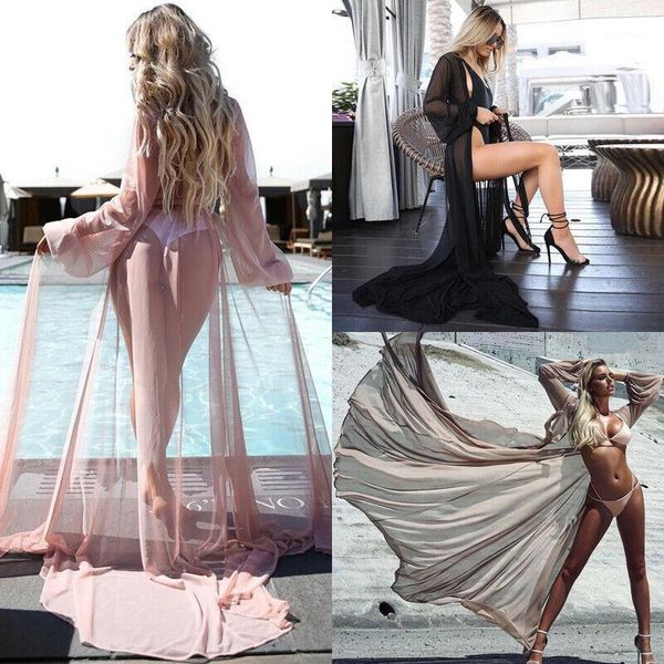 

cover-ups holiday summer women mesh long chiffon beach bikini sarong cover up swimwear wear bathing sundress1