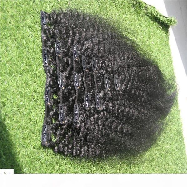 

jet black color clip in human hair extensions 100% afro kinky curly human hair 6a brazilian hair extensions 10-30 inchs