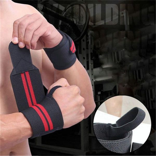 

1pc adjustable wristband elastic breathable wrist wraps bandages fitness brace wrist support sport band wraps bandage bracers, Black;red
