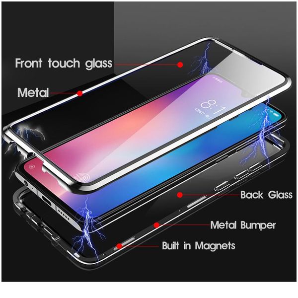 

magnetic metal double sides glass case for xiaomi redmi note 10 t poco x3 nfc 9 8 9s 8t wmtojk