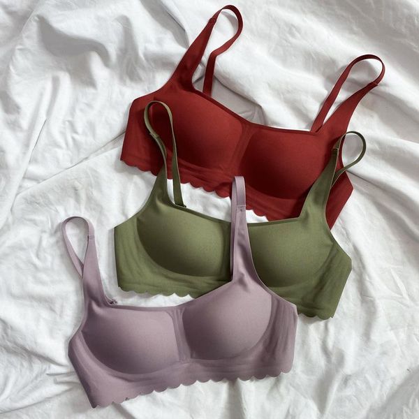 

bras wriufred bra push up cotton underwear women bralette wire female contrast lingerie triangle cup plus size, Red;black