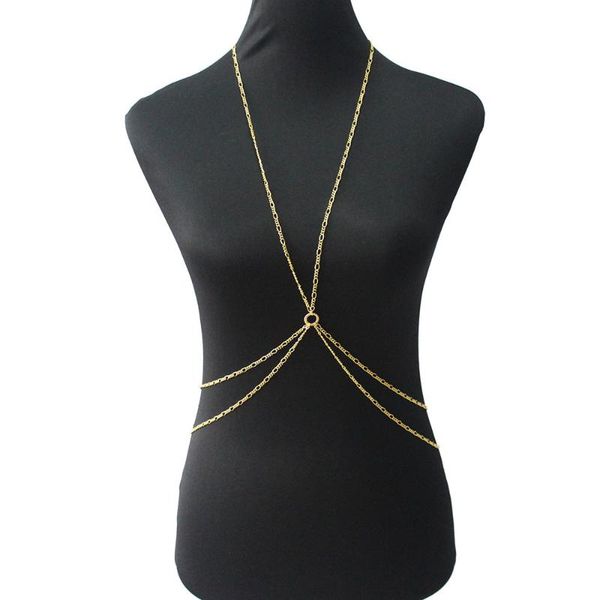 

chains beach bikini body jewelry necklace gold color crossover chain by166, Silver