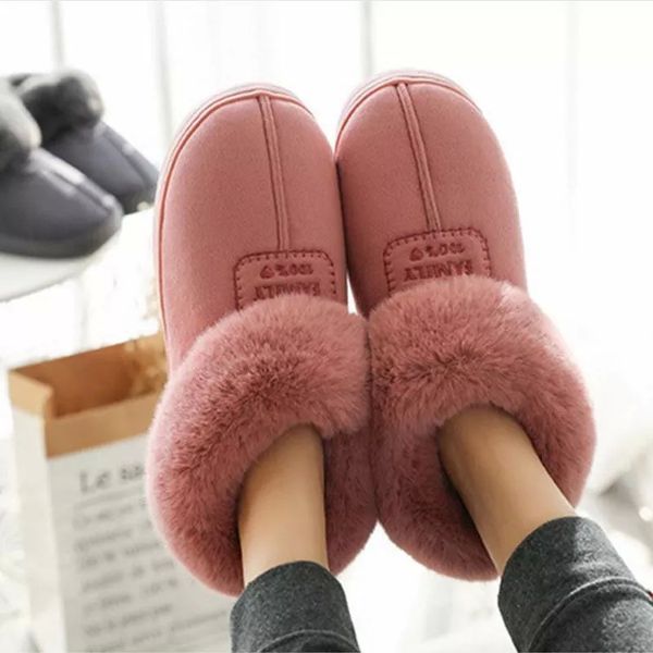 

2020 Faux Fur Winter Warm Shoes Woman Men Indoor Slippers Soft Plush Anti-slip Lovers Home Floor Slipper Cotton Slides SH08271 #5Y0q, Black
