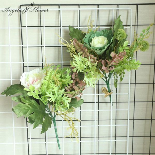 

decorative flowers & wreaths chinese cabbage artificial plants fake flower bouquet green wedding arrangement accessories home deskdecora