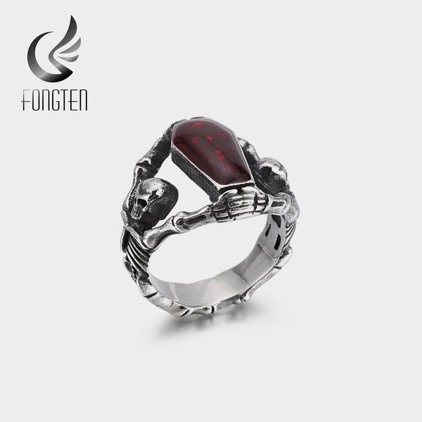 

fongten skull viking смолы кольцо из нержавеющей стали панк черные кольца для мужчин мода fongten череп sqcnyr, Bronze;silver