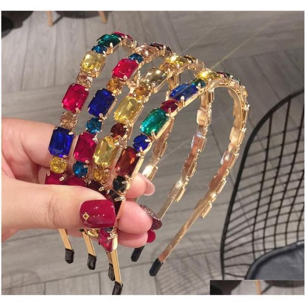 

luxury color diamond headbands retro hair hoop women rhinestone designer hairband non-slip hair hoop hair accessories gdhzx, Silver