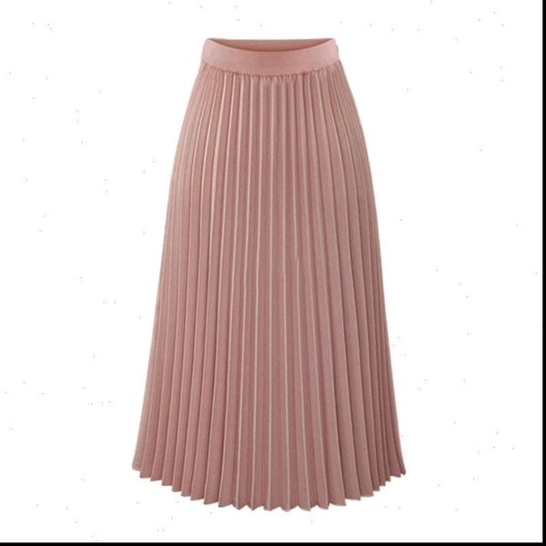 

autumn white chiffon skirts women high waist slim loose pleated casual fashion vintage office lady pink skirt female plus size, Black