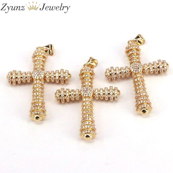 

5pcs, clear micro pendant, cz pave cross charm, gold plated q1209, Bronze;silver