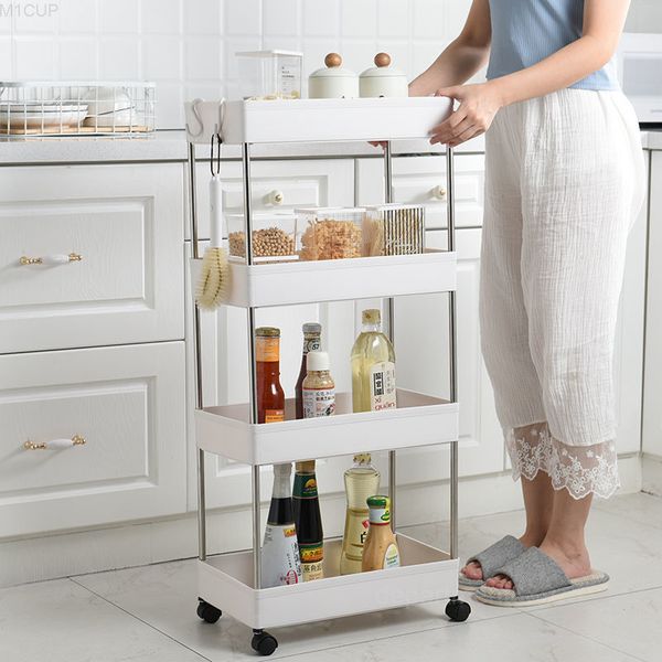 

removable portable kitchen floor storage rack multi storey wheeled bathroom toilet plastic shelf