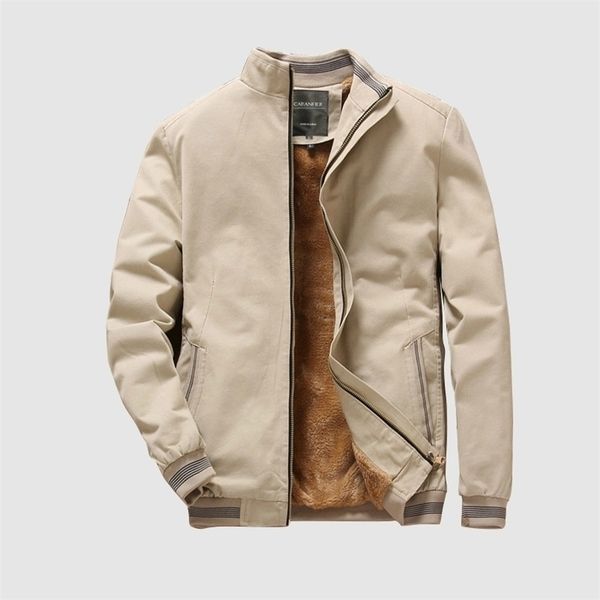 

autumn mens bomber jackets casual male outwear fleece thick warm windbreaker jacket military baseball coats clothing 201118, Black;brown
