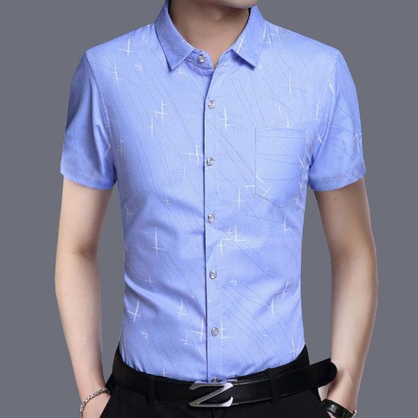 

2019 new arrival men's shirt short sleeved summer plaid striped fashion work casual shirt man formal shirt plus size, White;black