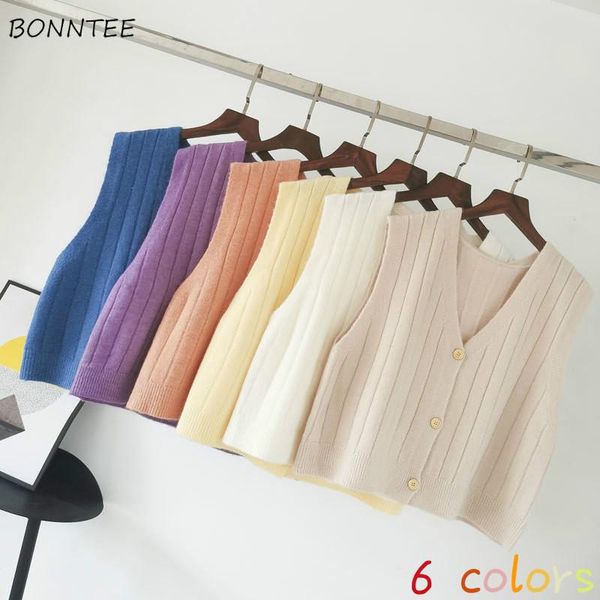 

women's vests sweater vest women vintage chic basic all-match v-neck elegant ladies knitwear lovely fashion korean girls outerwear slee, Black;white