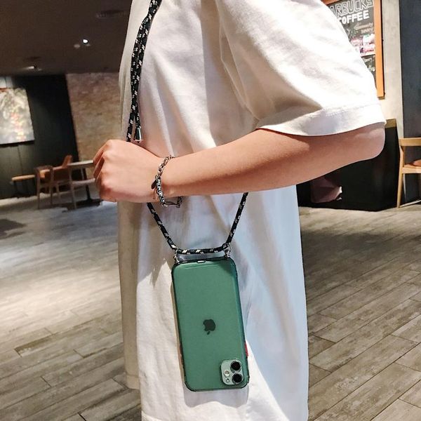 

lanyard chain phone case for iphone 11pro 7 8 6 6s plus xr xs max x candy color ribbon lanyard chain qylrsq