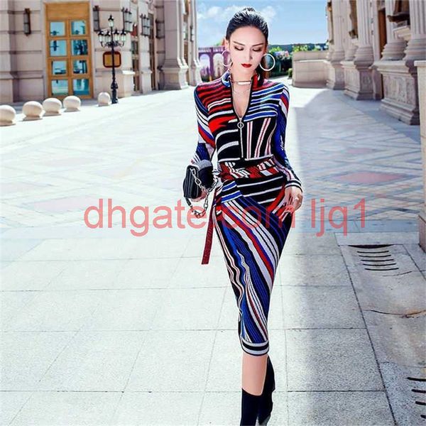 

2020 new autumn dress a-line skirt printing zipper long sleeve dress, Black;gray