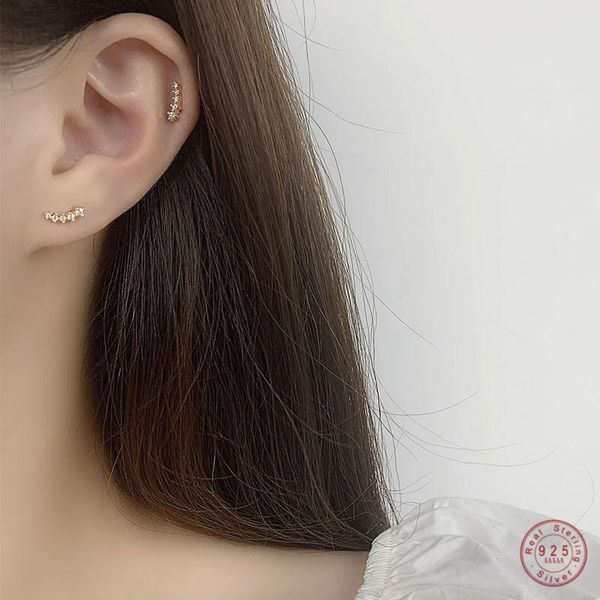 

stud 925 sterling silver korean version ssimple flower link earrings women light luxury temperament student girlfriends jewelry, Golden;silver