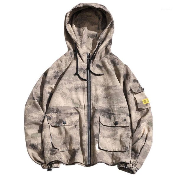 

men's camouflage jacket spring autumn casual hip hop streetwear bomber fashion man coat plus size male jacket japanese1, Black;brown