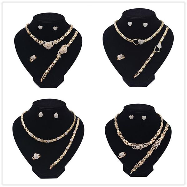 

20 set / lot xo комплект ювелирных изделий для женщин 14k золотые ювелирные изделия серьги ожерелья bridal наборы дисплей нигерийских женщин, Silver