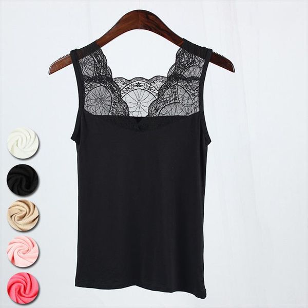 

women white lace hollow out slim tank solid v neck sleeveless soft modal 2020 summer fashion female vest one