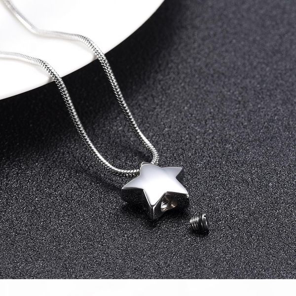 

ijd9993 star cremation jewelry -316l stainless steel memorial urn necklaces for pet ashes keepsake, Silver