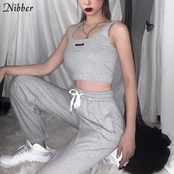 

nibber high-quality cotton sports women casual pants 2two piece sets 2020 spring summer streetwear loose harem pant sets1, White