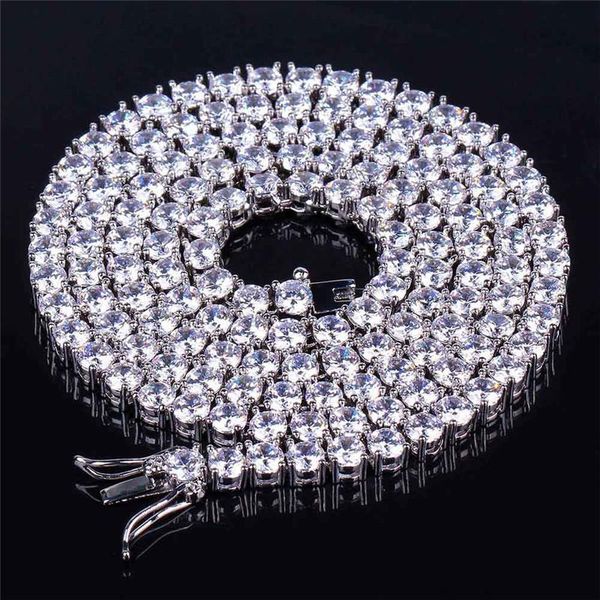 

new hip hop rock tennis necklace for men luxury zircon gold chain rhinestone trend casual women gift jewelry, Silver