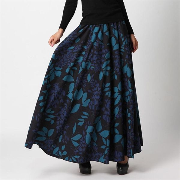 

custom made autumn and winter women plus size bohemia expansion bottom long skirt female pleated thickening full skirt t200324, Black