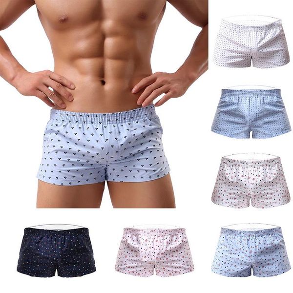 

underpants 2021 men underwear boxer shorts loose breathable sleepwear trunks dot print panties homme, Black;white
