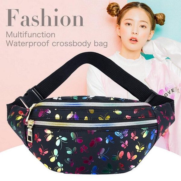 

kongquezuo waist bags 2021 printed bag women fanny pack colorful girls bum travel kids cartoon belt`s festival mobile phone pouch purse