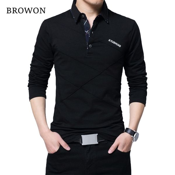 

browon t shirt men long t-shirt turn-down stripe designer t-shirt slim fit loose casual cotton t shirt male plus size lj200827, White;black