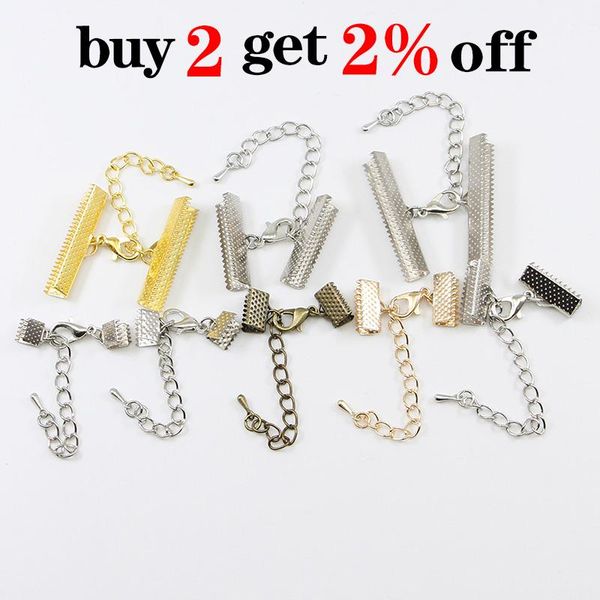 

10 шт. / лот ленты кожаный шнур кожух застежки застежки с цепями лобстер clasps разъемы для браслетов diy ювелирные изделия, делающие выводы