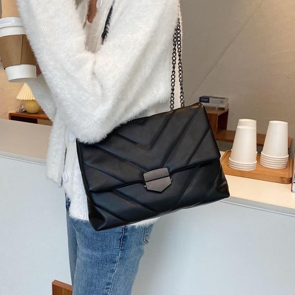 

shoulder bags classic black quilted for women 2021 fashion chain flap crossbody messenger bag female quality leather handbag