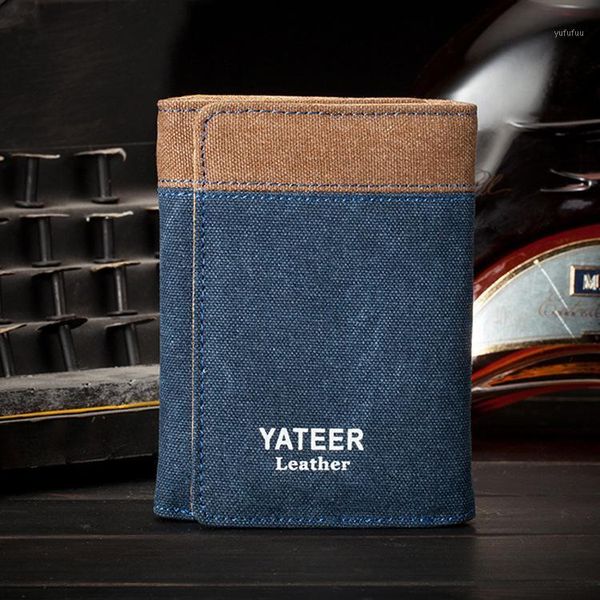 

men's short tri-fold canvas wallet wallet1, Red;black