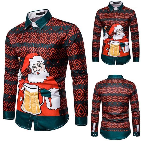

fashion men autumn fake two pieces casual snowflakes printed christmas shirt blouse w9161, White;black