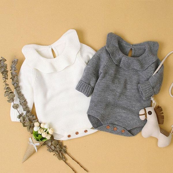 

pullover 0-18m bron kid baby sweater for girl autumn winter warm knitted bodysuit casual plain knitwear cute ruffles outfit, Blue