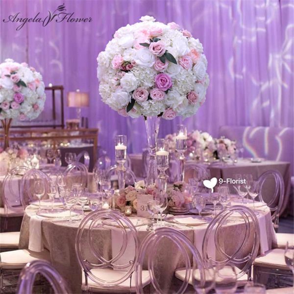 

60cm 3/4 large artificial flower ball silk table flower centerpiece for party event wedding decor road lead table flower bouquet q1126
