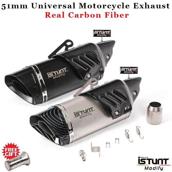 

motorcycle exhaust system 51mm universal carbon fiber muffler db killer escape moto for rsv4 r1 mt10 mt09 r3 r6 ninja400 z250 tmax 530