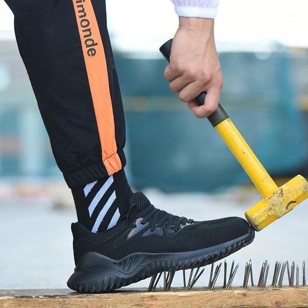 

boots lightweight and comfortable safety shoes for men women steel toe cap wear-resistant breathable puncture-proof work shoes1, Black