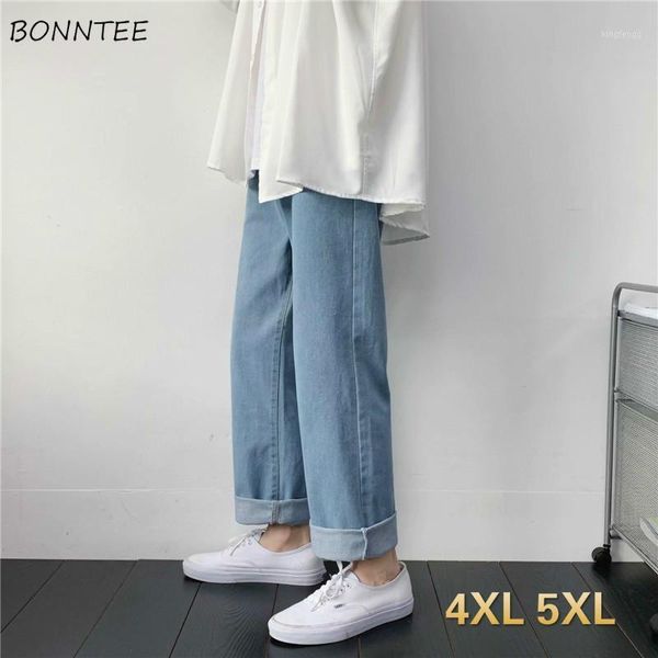 

jeans men straight simple plus size 5xl ankle-length summer streetwear ulzzang trendy all-match basic lightweight trousers mens1, Blue