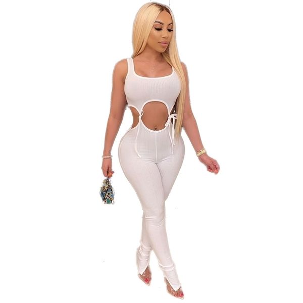 

2021 a woman's garment new female fashion color bandage high waist sleeveless jumpsuit party suit vqqb, Gray