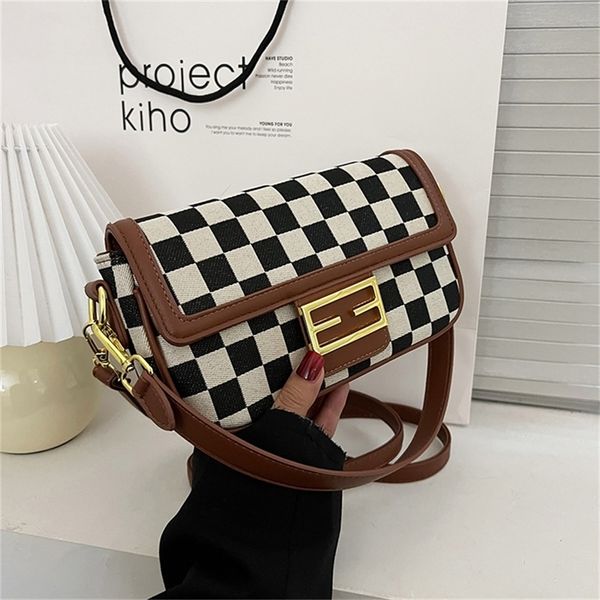 

sale 90% off black and white check color contrast small square bag fashion net red single shoulder bag women's new belt