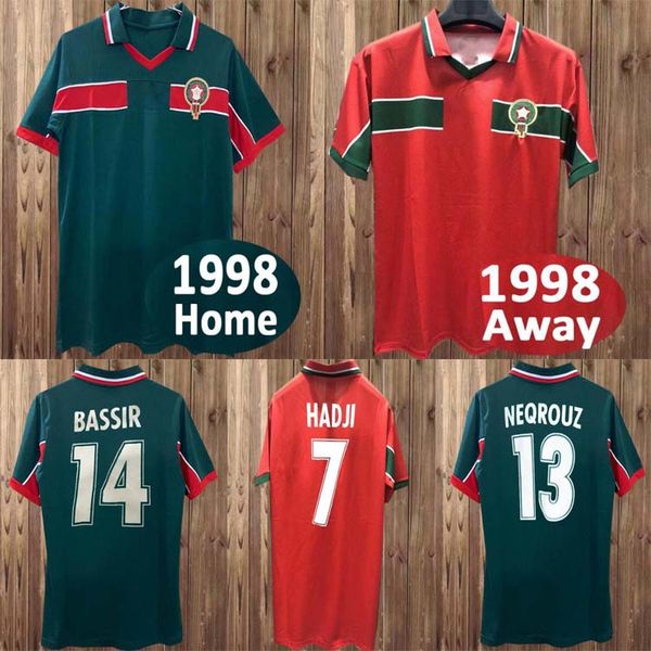 

1998 retro version morocco soccer jerseys 1998 world cup home hadji ouakili neqrouz soccer shirt bassir abrami men football uniform, Black;yellow