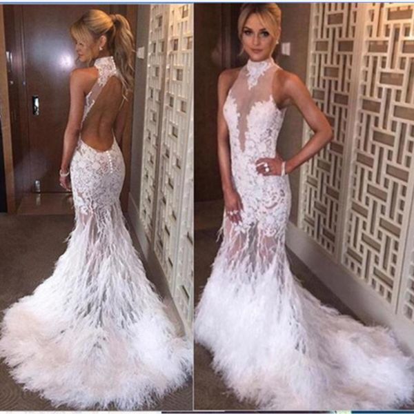 

bohemian wedding dress with detachable skirt sweep train lace applique sequins sheer neck bridal dresses luxury mermaid wedding gowns, White