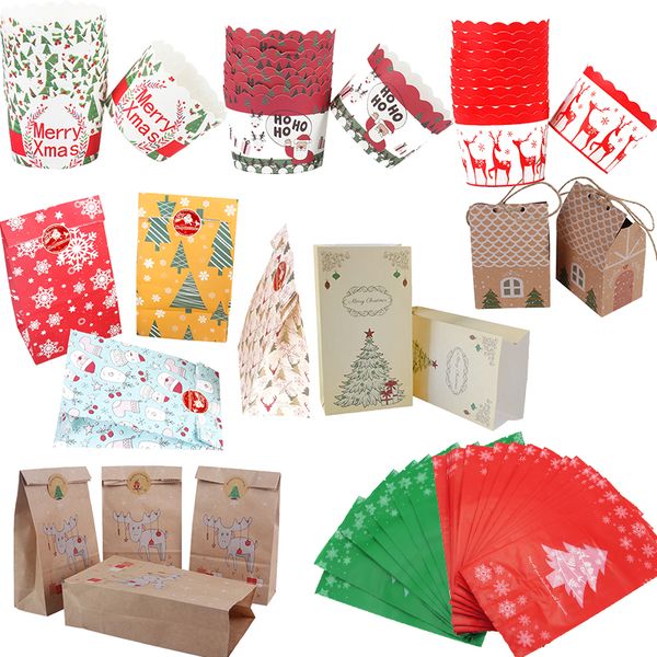 

cyuan kraft paper gift kawaii santa claus elk candy chocolate cookies bag merry christmas decorations navidad 2019 q1218